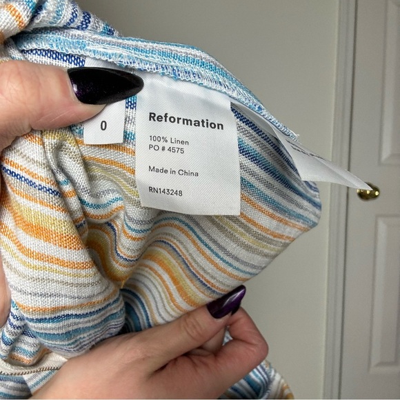 Reformation Striped Square Neckline Romper XS - Picture 4 of 5